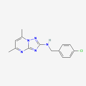 molecular formula C14H14ClN5 B11405623 N-[(4-chlorophenyl)methyl]-5,7-dimethyl-[1,2,4]triazolo[1,5-a]pyrimidin-2-amine 