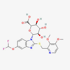 molecular formula C₂₂H₂₃F₂N₃O₉S B1140583 Pantoprazole sulfide-B-D-glucuronide CAS No. 867300-67-2