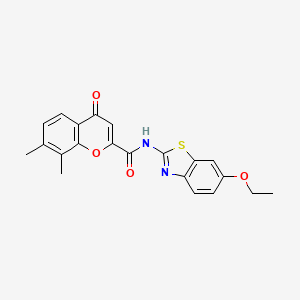 molecular formula C21H18N2O4S B11405915 N-(6-ethoxy-1,3-benzothiazol-2-yl)-7,8-dimethyl-4-oxo-4H-chromene-2-carboxamide 