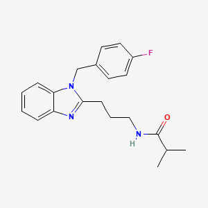 molecular formula C21H24FN3O B11405916 N-{3-[1-(4-fluorobenzyl)-1H-benzimidazol-2-yl]propyl}-2-methylpropanamide 