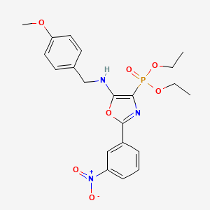 molecular formula C21H24N3O7P B11405924 Diethyl (5-{[(4-methoxyphenyl)methyl]amino}-2-(3-nitrophenyl)-1,3-oxazol-4-YL)phosphonate 