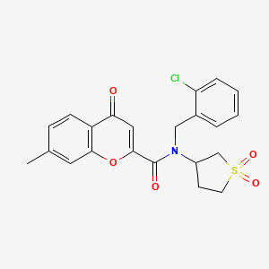 molecular formula C22H20ClNO5S B11405926 N-(2-chlorobenzyl)-N-(1,1-dioxidotetrahydrothiophen-3-yl)-7-methyl-4-oxo-4H-chromene-2-carboxamide 