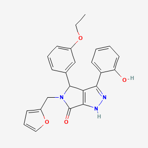 molecular formula C24H21N3O4 B11405936 4-(3-ethoxyphenyl)-5-(furan-2-ylmethyl)-3-(2-hydroxyphenyl)-4,5-dihydropyrrolo[3,4-c]pyrazol-6(1H)-one 