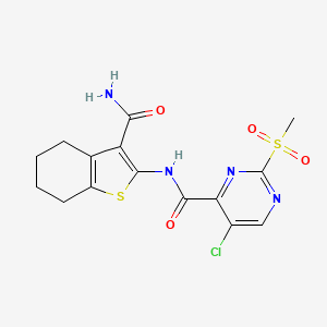 molecular formula C15H15ClN4O4S2 B11405947 N-(3-carbamoyl-4,5,6,7-tetrahydro-1-benzothiophen-2-yl)-5-chloro-2-(methylsulfonyl)pyrimidine-4-carboxamide 