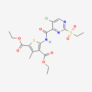 molecular formula C18H20ClN3O7S2 B11405959 Diethyl 5-({[5-chloro-2-(ethylsulfonyl)pyrimidin-4-yl]carbonyl}amino)-3-methylthiophene-2,4-dicarboxylate 