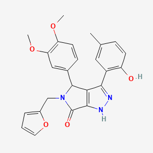molecular formula C25H23N3O5 B11406004 4-(3,4-dimethoxyphenyl)-5-(furan-2-ylmethyl)-3-(2-hydroxy-5-methylphenyl)-4,5-dihydropyrrolo[3,4-c]pyrazol-6(1H)-one 