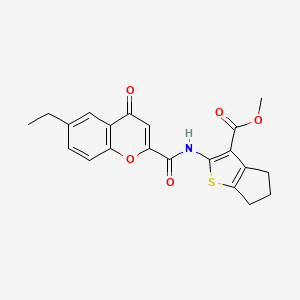 molecular formula C21H19NO5S B11406020 methyl 2-{[(6-ethyl-4-oxo-4H-chromen-2-yl)carbonyl]amino}-5,6-dihydro-4H-cyclopenta[b]thiophene-3-carboxylate 