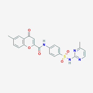 molecular formula C22H18N4O5S B11406025 6-methyl-N-{4-[(4-methylpyrimidin-2-yl)sulfamoyl]phenyl}-4-oxo-4H-chromene-2-carboxamide 