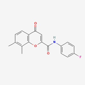 molecular formula C18H14FNO3 B11406059 N-(4-fluorophenyl)-7,8-dimethyl-4-oxo-4H-chromene-2-carboxamide 