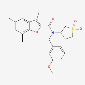 molecular formula C24H27NO5S B11406116 N-(1,1-dioxidotetrahydrothiophen-3-yl)-N-(3-methoxybenzyl)-3,5,7-trimethyl-1-benzofuran-2-carboxamide 