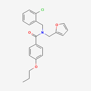 molecular formula C22H22ClNO3 B11406188 N-(2-chlorobenzyl)-N-(furan-2-ylmethyl)-4-propoxybenzamide 