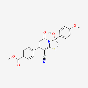 molecular formula C23H20N2O5S B11406196 methyl 4-[8-cyano-3-hydroxy-3-(4-methoxyphenyl)-5-oxo-2,3,6,7-tetrahydro-5H-[1,3]thiazolo[3,2-a]pyridin-7-yl]benzoate 