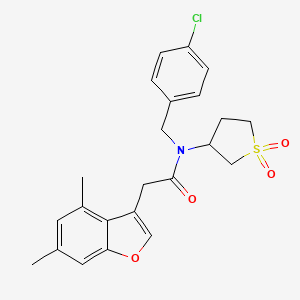 molecular formula C23H24ClNO4S B11406256 N-(4-chlorobenzyl)-2-(4,6-dimethyl-1-benzofuran-3-yl)-N-(1,1-dioxidotetrahydrothiophen-3-yl)acetamide 