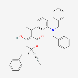 [R-(R*,R*)]-3-[1-[3-[Bis(phenylmethyl)amino]phenyl]propyl]-5,6-dihydro-4-hydroxy-6-(2-phenylethyl)-6-(1-propynyl)-2H-pyran-2-one