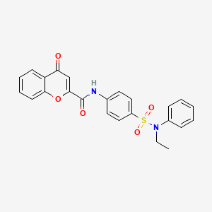 molecular formula C24H20N2O5S B11406290 N-{4-[ethyl(phenyl)sulfamoyl]phenyl}-4-oxo-4H-chromene-2-carboxamide 