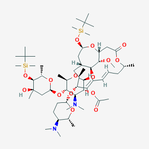 [(2S,3R,4S,5S,6R)-2-[[(1R,5R,7E,9E,11R,12R,14R,16R,18S,19S)-16-[tert-butyl(dimethyl)silyl]oxy-11-[(2R,5S,6R)-5-(dimethylamino)-6-methyloxan-2-yl]oxy-18-methoxy-5,12-dimethyl-3-oxo-4,17-dioxabicyclo[12.3.2]nonadeca-7,9-dien-19-yl]oxy]-5-[(2S,4R,5S,6S)-5-[tert-butyl(dimethyl)silyl]oxy-4-hydroxy-4,6-dimethyloxan-2-yl]oxy-4-(dimethylamino)-6-methyloxan-3-yl] acetate