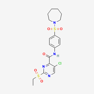 molecular formula C19H23ClN4O5S2 B11406354 N-[4-(azepan-1-ylsulfonyl)phenyl]-5-chloro-2-(ethylsulfonyl)pyrimidine-4-carboxamide 