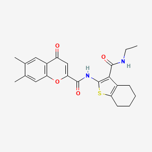 molecular formula C23H24N2O4S B11406362 N-[3-(ethylcarbamoyl)-4,5,6,7-tetrahydro-1-benzothiophen-2-yl]-6,7-dimethyl-4-oxo-4H-chromene-2-carboxamide 
