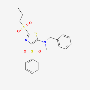 molecular formula C21H24N2O4S3 B11406439 N-benzyl-N-methyl-4-[(4-methylphenyl)sulfonyl]-2-(propylsulfonyl)-1,3-thiazol-5-amine 