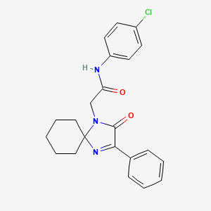 molecular formula C22H22ClN3O2 B11406474 N-(4-Chlorophenyl)-2-{2-oxo-3-phenyl-1,4-diazaspiro[4.5]dec-3-EN-1-YL}acetamide 