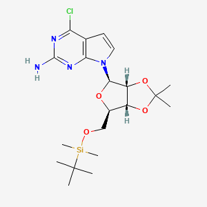 7-[(3Ar,4R,6R,6aR)-6-[[tert-butyl(dimethyl)silyl]oxymethyl]-2,2-dimethyl-3a,4,6,6a-tetrahydrofuro[3,4-d][1,3]dioxol-4-yl]-4-chloropyrrolo[2,3-d]pyrimidin-2-amine