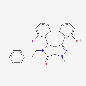 molecular formula C25H20FN3O2 B11406546 4-(2-fluorophenyl)-3-(2-hydroxyphenyl)-5-(2-phenylethyl)-4,5-dihydropyrrolo[3,4-c]pyrazol-6(1H)-one 