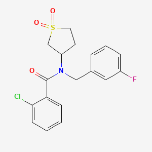 molecular formula C18H17ClFNO3S B11406550 2-chloro-N-(1,1-dioxidotetrahydrothiophen-3-yl)-N-(3-fluorobenzyl)benzamide 