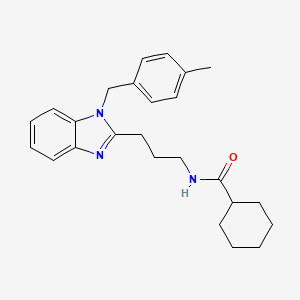 molecular formula C25H31N3O B11406639 N-{3-[1-(4-methylbenzyl)-1H-benzimidazol-2-yl]propyl}cyclohexanecarboxamide 