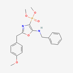 molecular formula C20H23N2O5P B11406653 Dimethyl [5-(benzylamino)-2-(4-methoxybenzyl)-1,3-oxazol-4-yl]phosphonate 