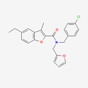 molecular formula C24H22ClNO3 B11406660 N-(4-chlorobenzyl)-5-ethyl-N-(furan-2-ylmethyl)-3-methyl-1-benzofuran-2-carboxamide 