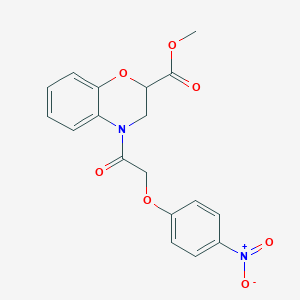 molecular formula C18H16N2O7 B11406701 methyl 4-[(4-nitrophenoxy)acetyl]-3,4-dihydro-2H-1,4-benzoxazine-2-carboxylate 