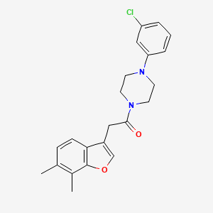 molecular formula C22H23ClN2O2 B11406762 1-(3-Chlorophenyl)-4-[(6,7-dimethyl-1-benzofuran-3-yl)acetyl]piperazine 