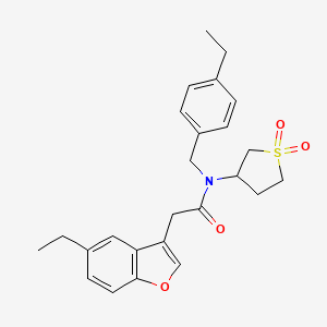 molecular formula C25H29NO4S B11406783 N-(1,1-dioxidotetrahydrothiophen-3-yl)-2-(5-ethyl-1-benzofuran-3-yl)-N-(4-ethylbenzyl)acetamide 