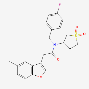 molecular formula C22H22FNO4S B11406793 N-(1,1-dioxidotetrahydrothiophen-3-yl)-N-(4-fluorobenzyl)-2-(5-methyl-1-benzofuran-3-yl)acetamide 