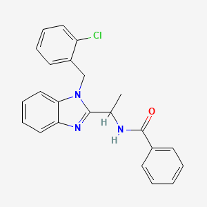 molecular formula C23H20ClN3O B11406797 N-{1-[1-(2-chlorobenzyl)-1H-benzimidazol-2-yl]ethyl}benzamide 