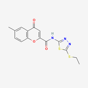 molecular formula C15H13N3O3S2 B11406807 N-[5-(ethylsulfanyl)-1,3,4-thiadiazol-2-yl]-6-methyl-4-oxo-4H-chromene-2-carboxamide 
