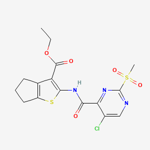 molecular formula C16H16ClN3O5S2 B11406851 ethyl 2-({[5-chloro-2-(methylsulfonyl)pyrimidin-4-yl]carbonyl}amino)-5,6-dihydro-4H-cyclopenta[b]thiophene-3-carboxylate 