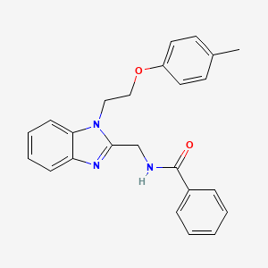 molecular formula C24H23N3O2 B11406866 N-({1-[2-(4-methylphenoxy)ethyl]-1H-benzimidazol-2-yl}methyl)benzamide 