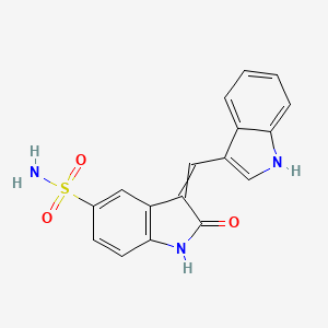molecular formula C₁₇H₁₃N₃O₃S B1140690 2,3-DIHYDRO-3-(1H-INDOL-3-YLMETHYLENE)-2-OXO-1H-INDOLE-5-SULFONAMIDE CAS No. 181223-16-5
