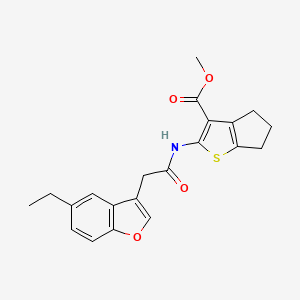 molecular formula C21H21NO4S B11406929 methyl 2-{[(5-ethyl-1-benzofuran-3-yl)acetyl]amino}-5,6-dihydro-4H-cyclopenta[b]thiophene-3-carboxylate 