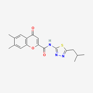 molecular formula C18H19N3O3S B11406964 6,7-dimethyl-N-[5-(2-methylpropyl)-1,3,4-thiadiazol-2-yl]-4-oxo-4H-chromene-2-carboxamide 