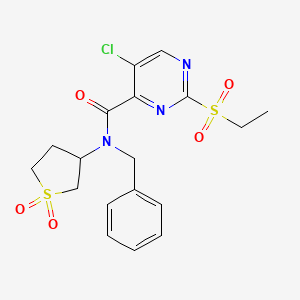 molecular formula C18H20ClN3O5S2 B11406995 N-benzyl-5-chloro-N-(1,1-dioxidotetrahydrothiophen-3-yl)-2-(ethylsulfonyl)pyrimidine-4-carboxamide 