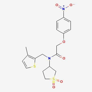 molecular formula C18H20N2O6S2 B11407017 N-(1,1-dioxidotetrahydrothiophen-3-yl)-N-[(3-methylthiophen-2-yl)methyl]-2-(4-nitrophenoxy)acetamide 