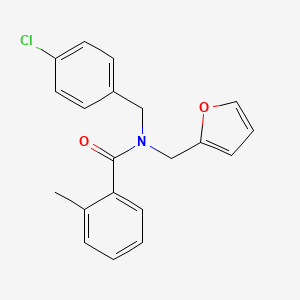 molecular formula C20H18ClNO2 B11407025 N-(4-chlorobenzyl)-N-(furan-2-ylmethyl)-2-methylbenzamide 