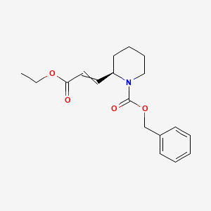 molecular formula C₁₈H₂₃NO₄ B1140703 Benzyl (2R)-2-(3-ethoxy-3-oxoprop-1-enyl)piperidine-1-carboxylate CAS No. 160169-47-1