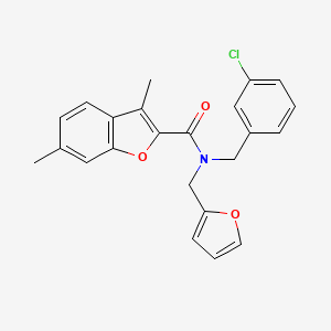 molecular formula C23H20ClNO3 B11407077 N-(3-chlorobenzyl)-N-(furan-2-ylmethyl)-3,6-dimethyl-1-benzofuran-2-carboxamide 