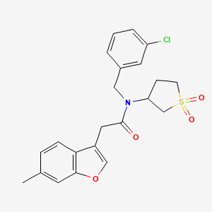 molecular formula C22H22ClNO4S B11407104 N-(3-chlorobenzyl)-N-(1,1-dioxidotetrahydrothiophen-3-yl)-2-(6-methyl-1-benzofuran-3-yl)acetamide 