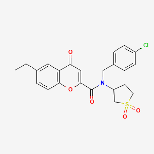 molecular formula C23H22ClNO5S B11407124 N-(4-chlorobenzyl)-N-(1,1-dioxidotetrahydrothiophen-3-yl)-6-ethyl-4-oxo-4H-chromene-2-carboxamide 