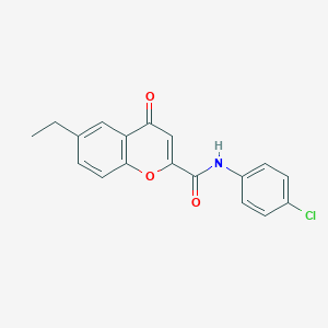 molecular formula C18H14ClNO3 B11407129 N-(4-chlorophenyl)-6-ethyl-4-oxo-4H-chromene-2-carboxamide 