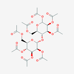 molecular formula C₂₈H₃₈O₁₉ B1140721 4-O-(2,3,4,6-Tetra-O-acetyl-alpha-D-mannopyranosyl)-D-mannopyranose Tetraacetate CAS No. 123809-59-6